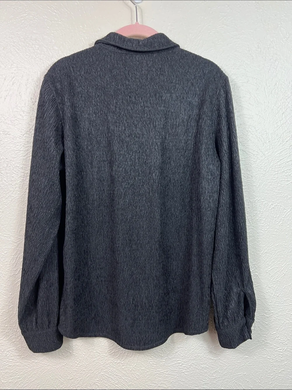 Z Supply NWT Lyrical Crinkle Knit Button Front Long Sleeve black Blouse Small - Picture 6 of 6